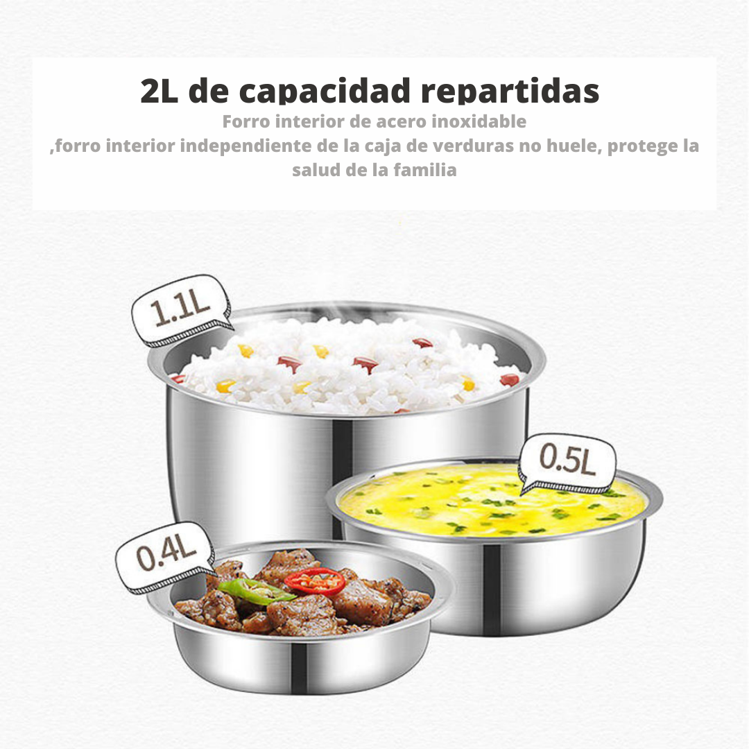 Lonchera eléctrica de 3 capas con calefacción térmica, calentador de comida