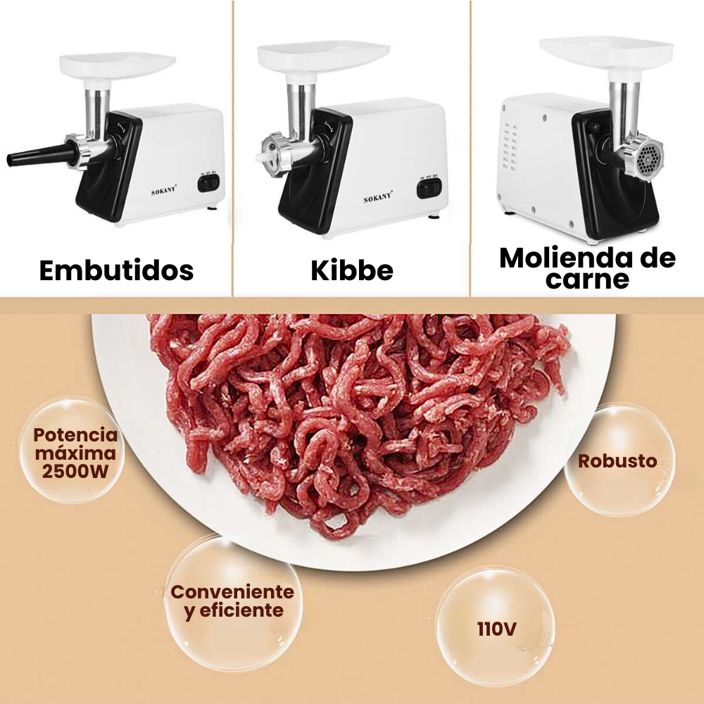 Molino de carne eléctrico Sokany 2500w sk-312 embutidor de salchichas
