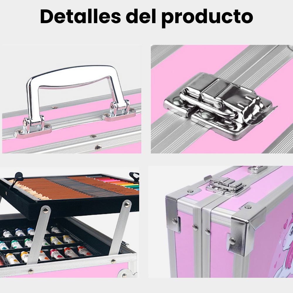 Kit caja de pinturas metal 2 pisos 121 pzs caja de arte para niños