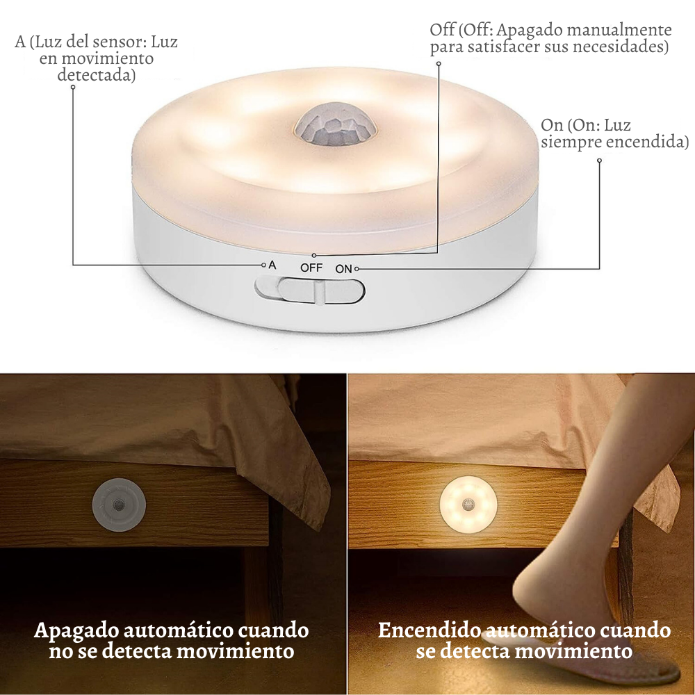Foco lámpara recargable con sensor de movimiento luz nocturna