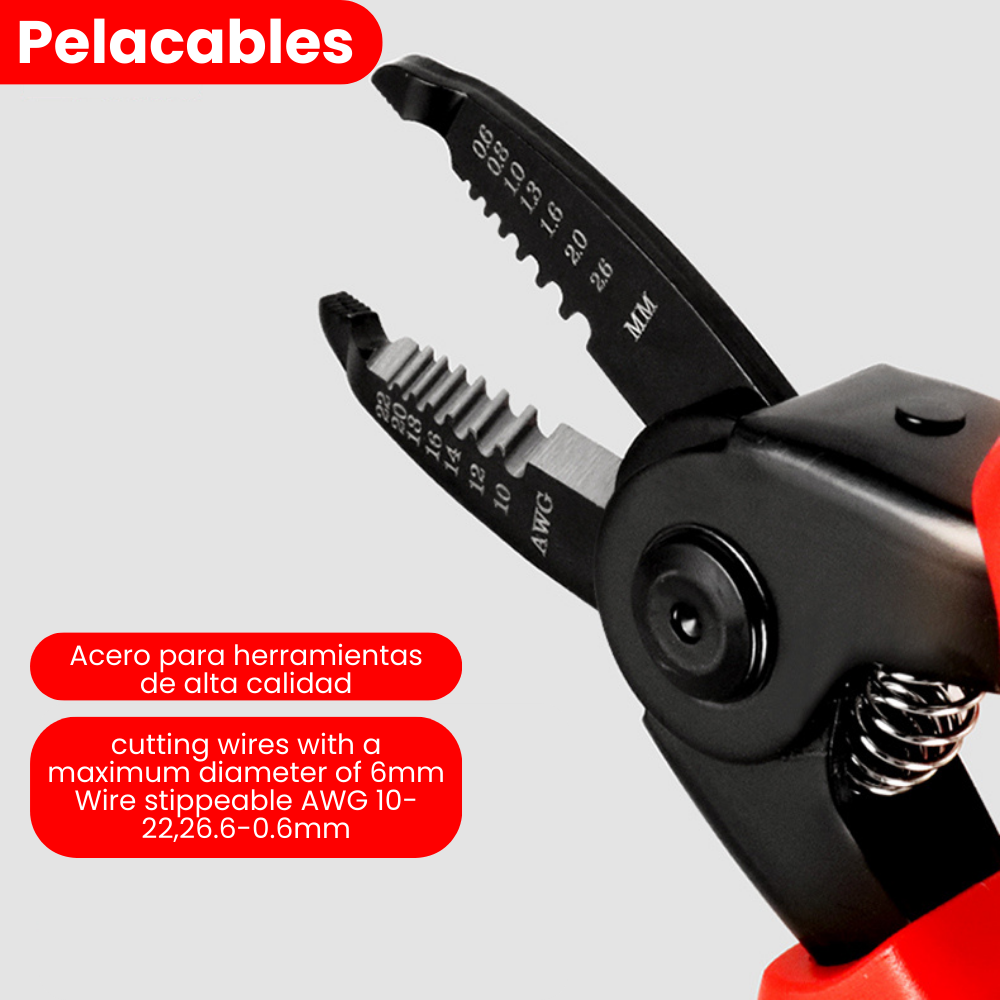 Kit herramienta cabezales intercambiables 5en1 pinzas alicates tijeras pela cables crimpadora.