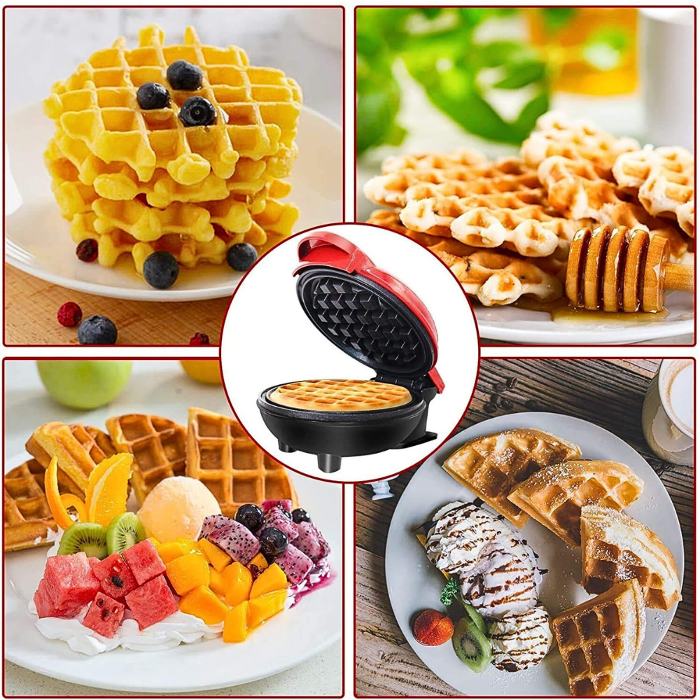 Mini máquina de wafles redonda clásica 4 pulgadas pancakes tostadora