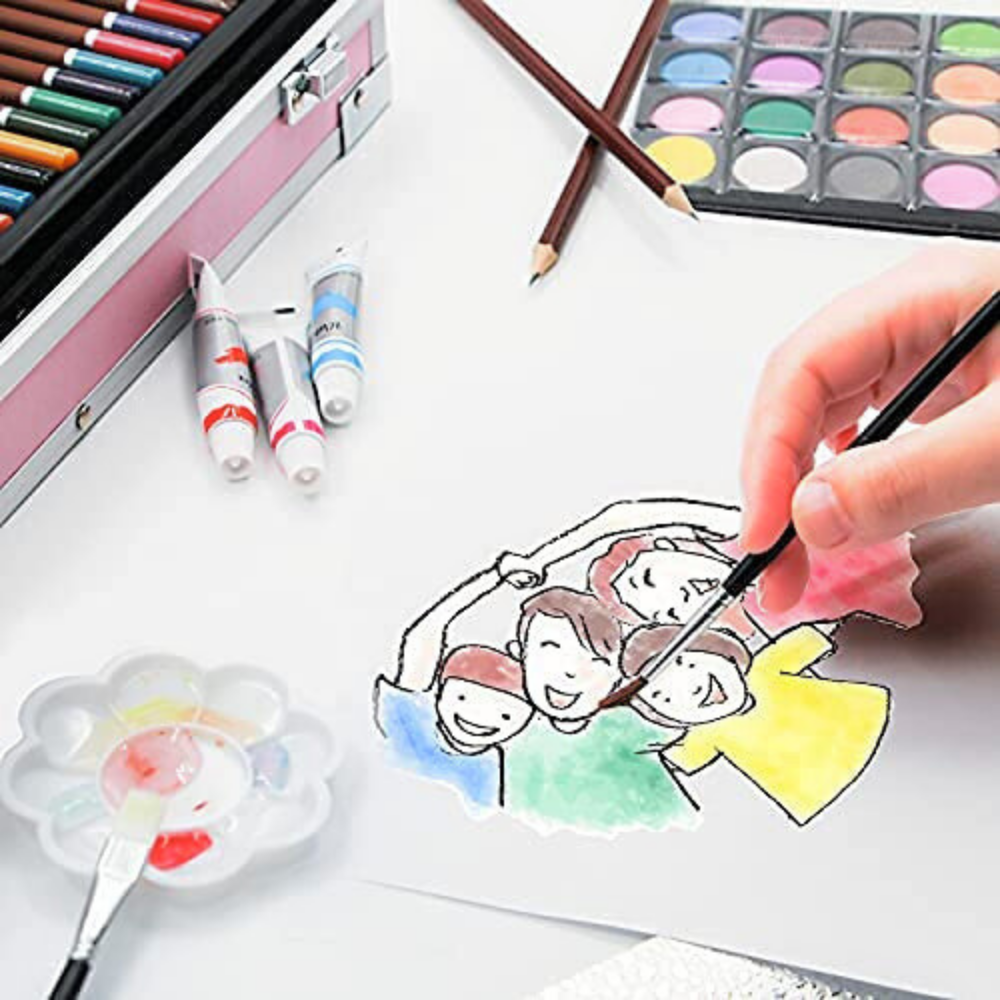 Kit caja de pinturas metal 2 pisos 121 pzs caja de arte para niños