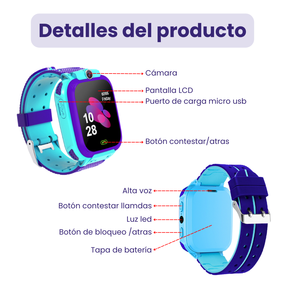 Reloj para niños smart watch Q22 pulsera inteligente para tarjeta sim