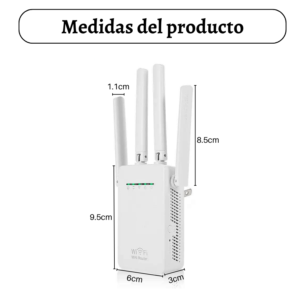Repetidor De Red Wifi 4 Antenas 300mbps Mini Router Extensor Wifi