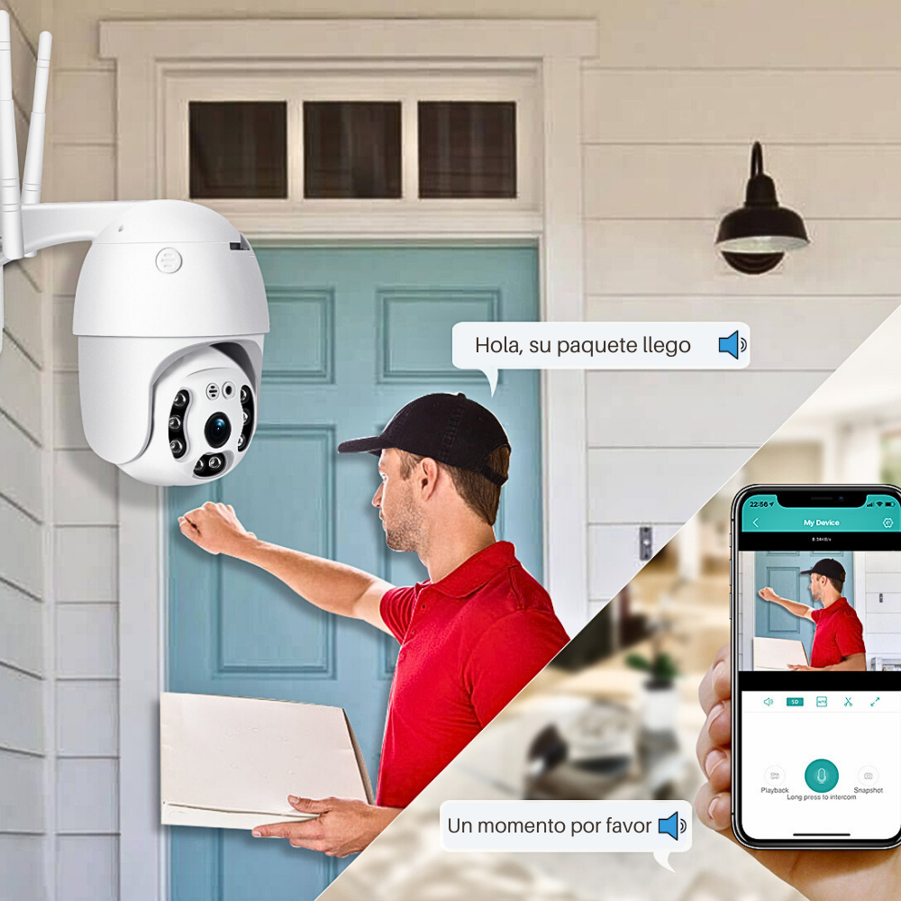 Cámara de seguridad wifi estilo domo para exterior ip66 visión nocturna
