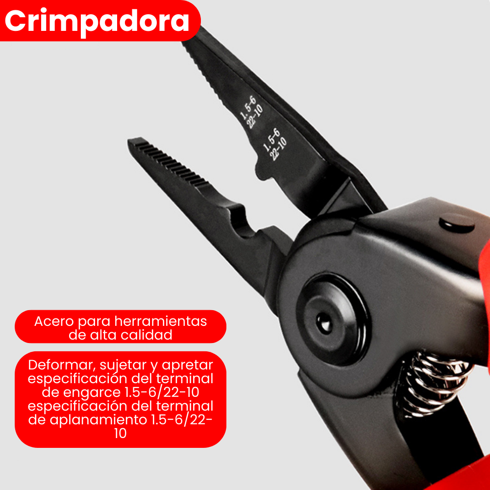 Kit herramienta cabezales intercambiables 5en1 pinzas alicates tijeras pela cables crimpadora.