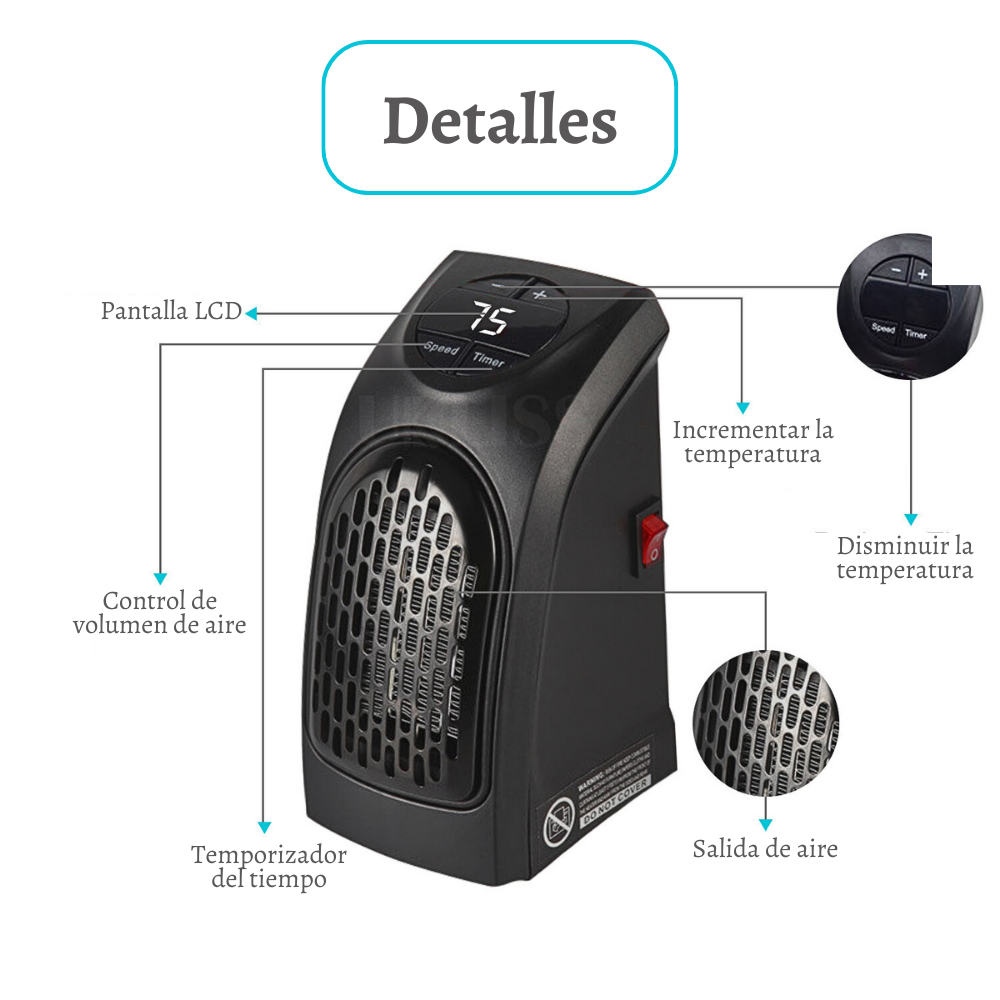 Mini calefactor eléctrico handy heater 400w calentador portátil