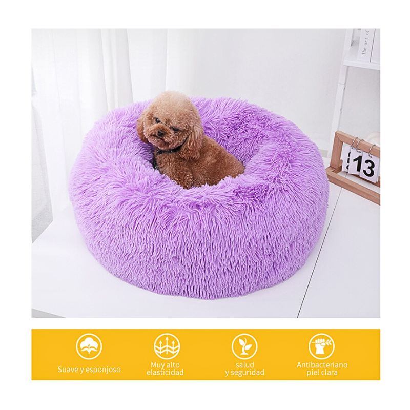 Cama peluche de perros 50cm afelpada base antideslizante portátil