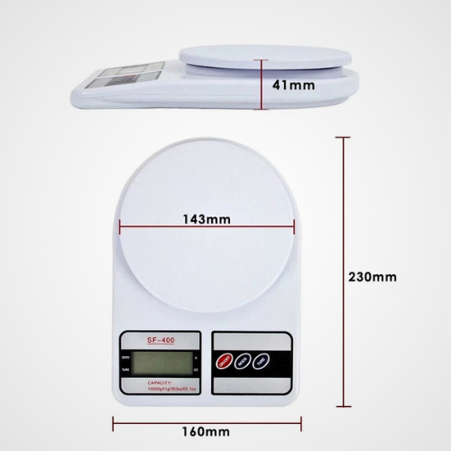 Báscula digital doméstica 7kg de capacidad balanza electrónica pilas gramera