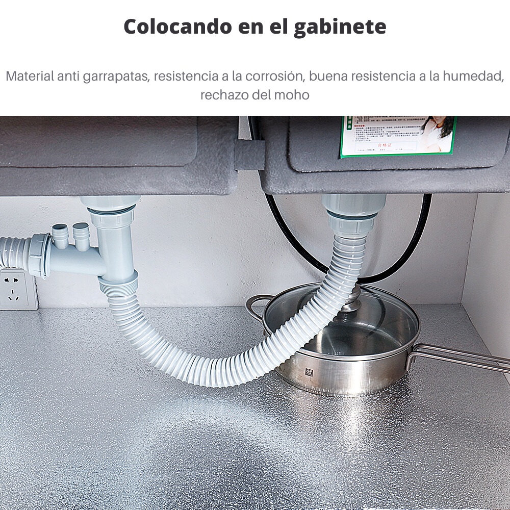 Papel adhesivo aluminio para cocina 40x300cm vinilo impermeable