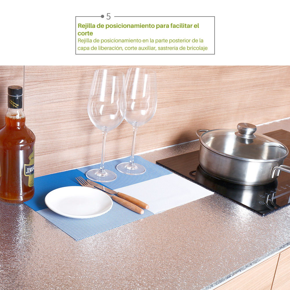 Papel adhesivo aluminio para cocina 40x300cm vinilo impermeable