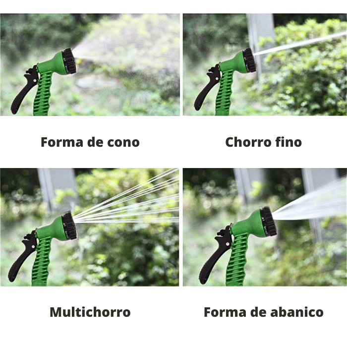 Manguera expansible 22 metros con pistola multichorros magic hose
