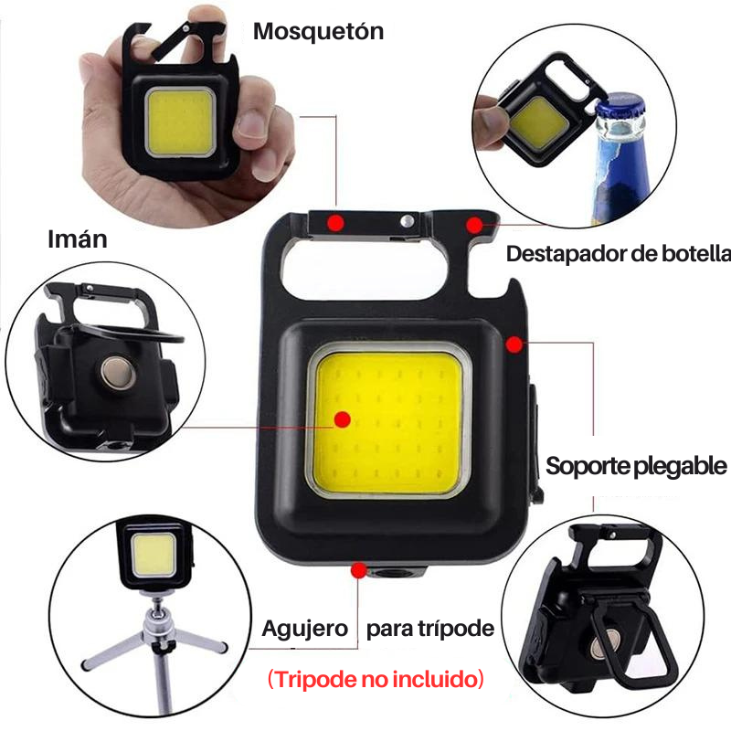 Mini linterna emergencia cuadrada keychain light recargable luz lámpara