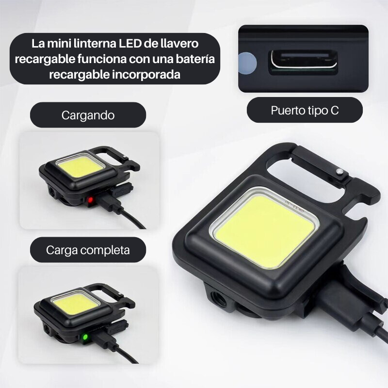 Mini linterna emergencia cuadrada keychain light recargable luz lámpara