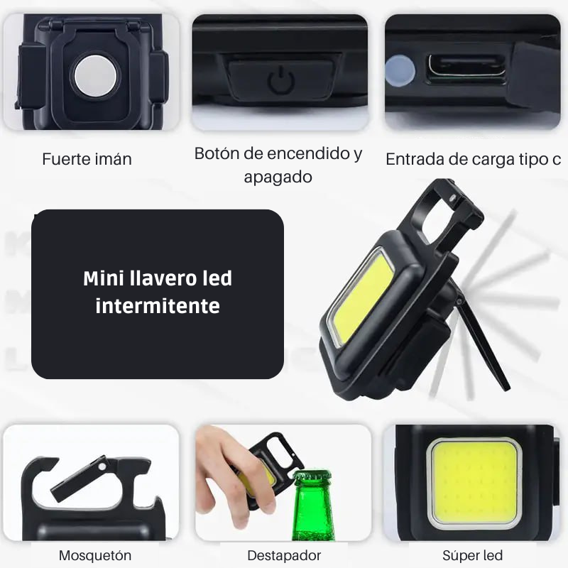 Mini linterna emergencia cuadrada keychain light recargable luz lámpara