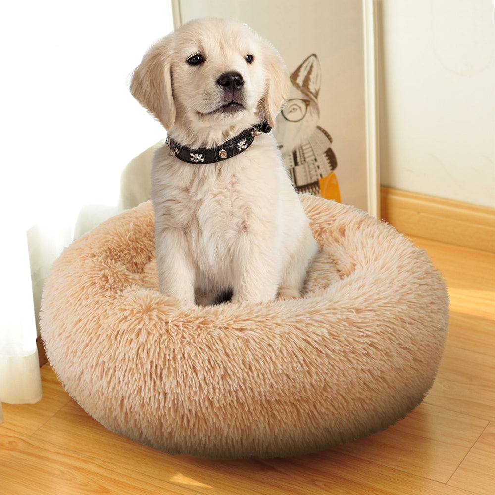Cama peluche de perros 50cm afelpada base antideslizante portátil
