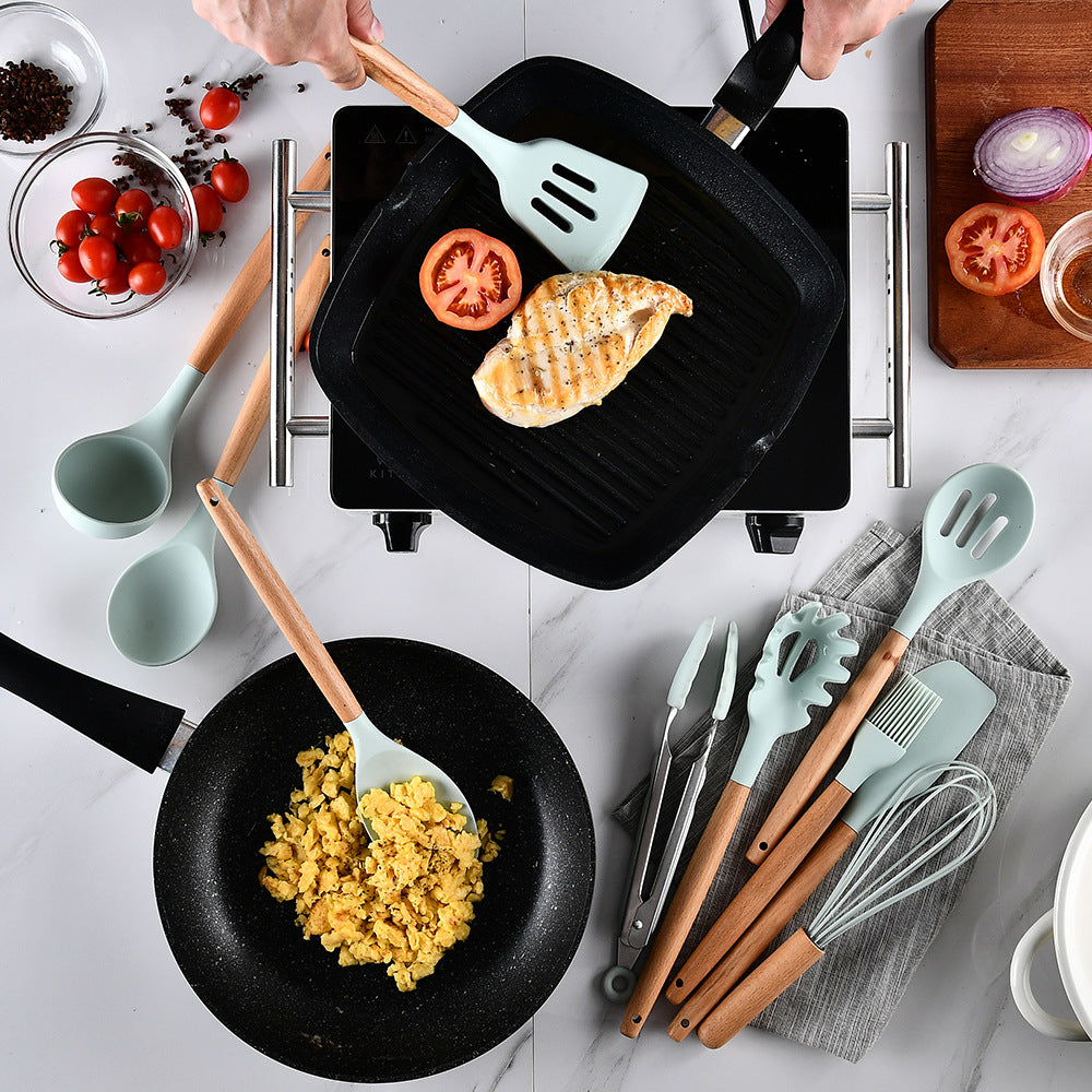 Juego de utensilios de silicona para cocina 12 piezas 32cm con recipiente