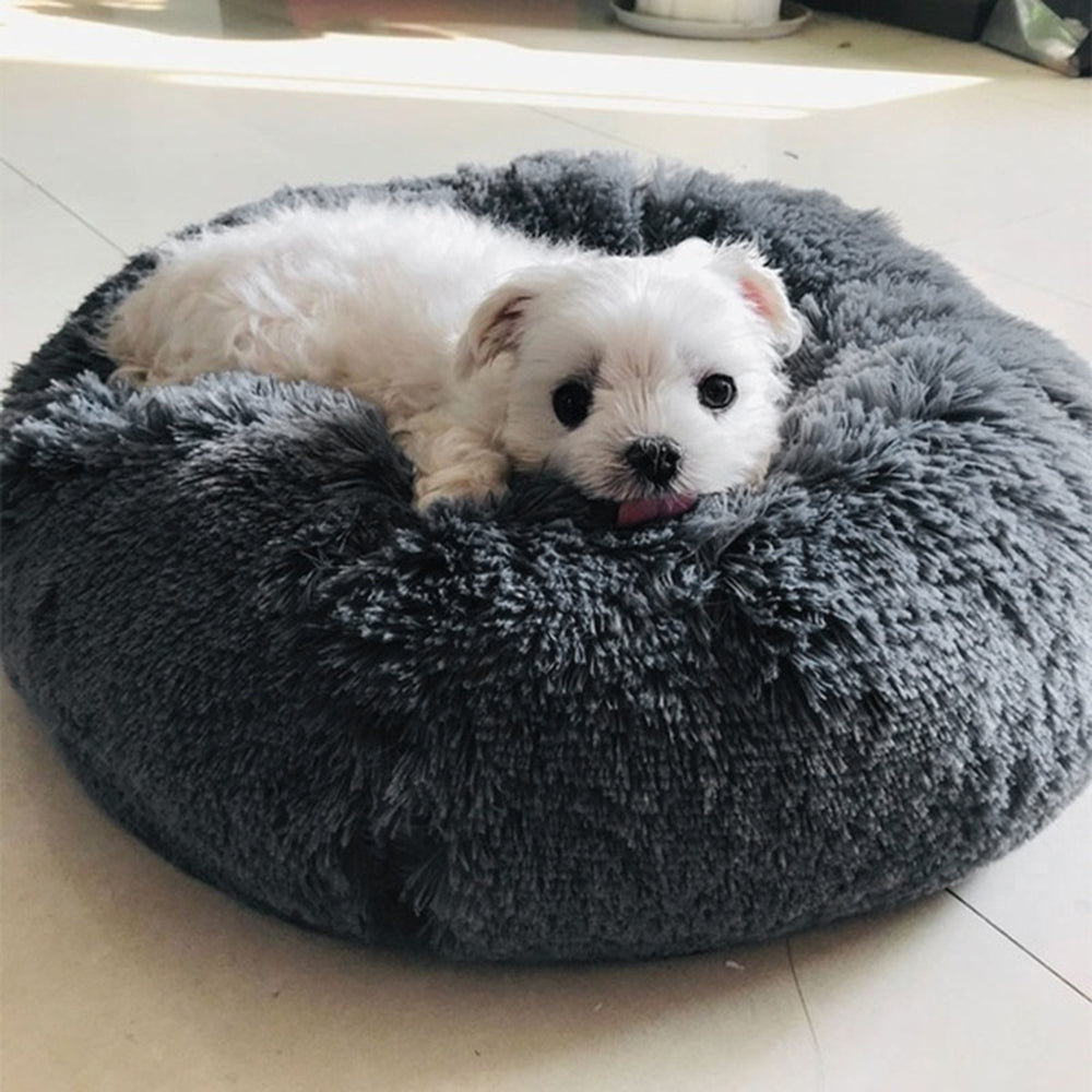 Cama peluche de perros 50cm afelpada base antideslizante portátil