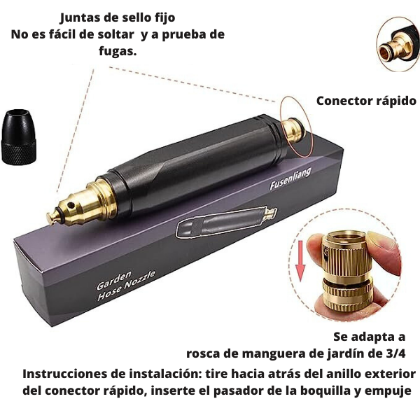 Boquilla rociador para manguera de agua 17cm ajustable