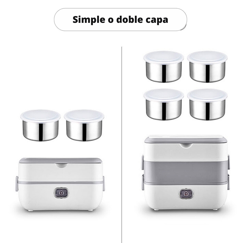 Lonchera eléctrica doble 4 recipientes portátil 2L 200w fiambrera