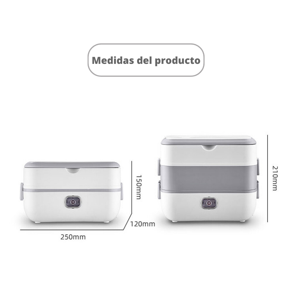 Lonchera eléctrica doble 4 recipientes portátil 2L 200w fiambrera