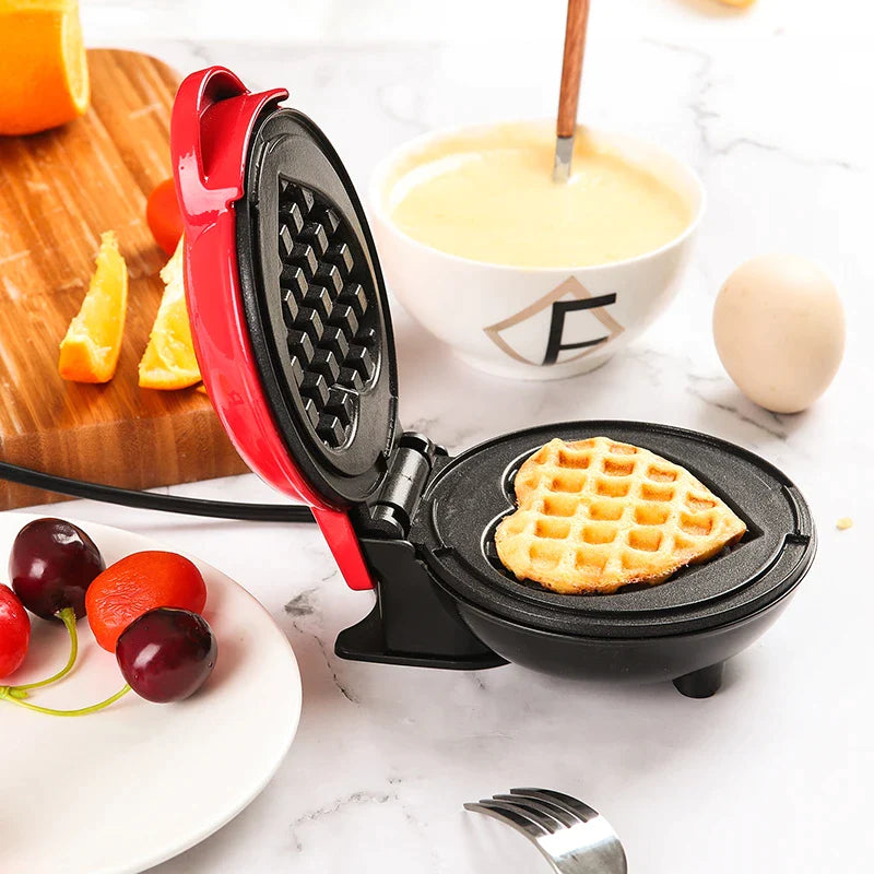 Mini máquina de wafles en forma de corazón 4 pulgadas pancakes tostadora