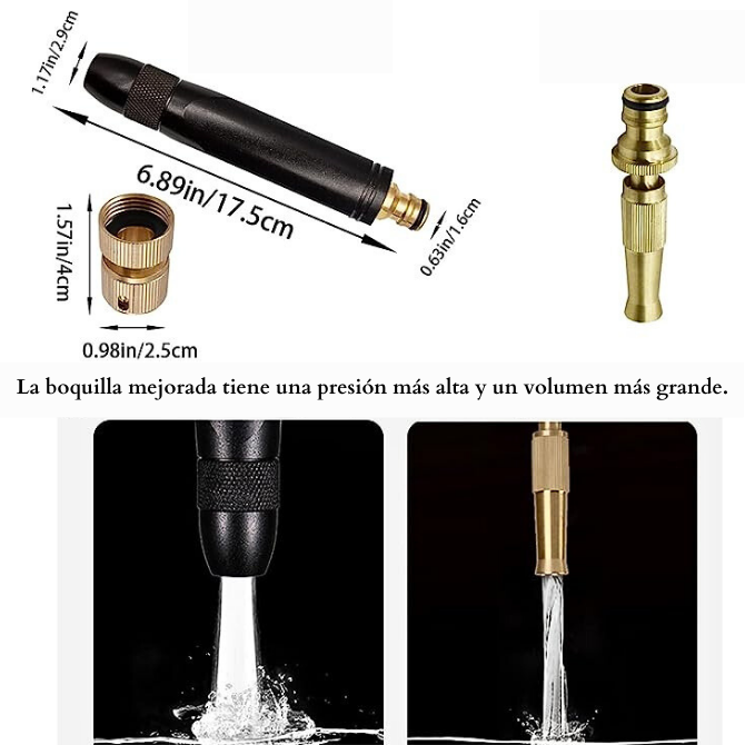 Boquilla rociador para manguera de agua 17cm ajustable