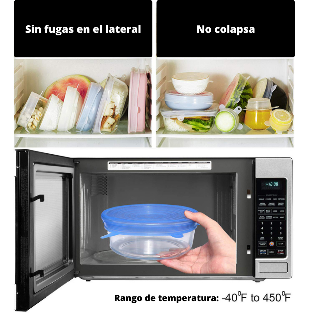 Tapas de silicona multiusos diseño redondo set 6 unds