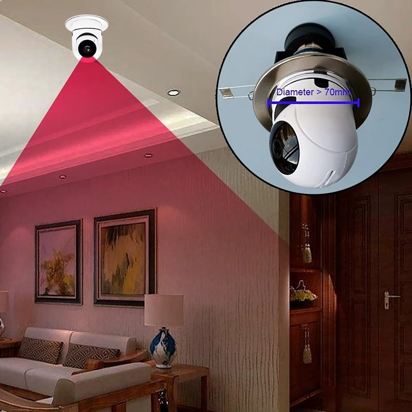Cámara de vigilancia para interiores estilo bombillo 360 grados integra visión nocturna