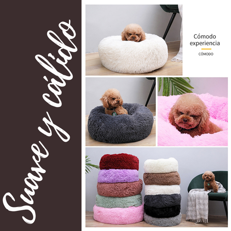 Cama peluche de perros 50cm afelpada base antideslizante portátil