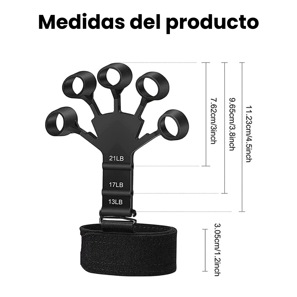 Ejercitador de mano regulable 9.5kg/21lb gripster fortalecedor de dedos silicona