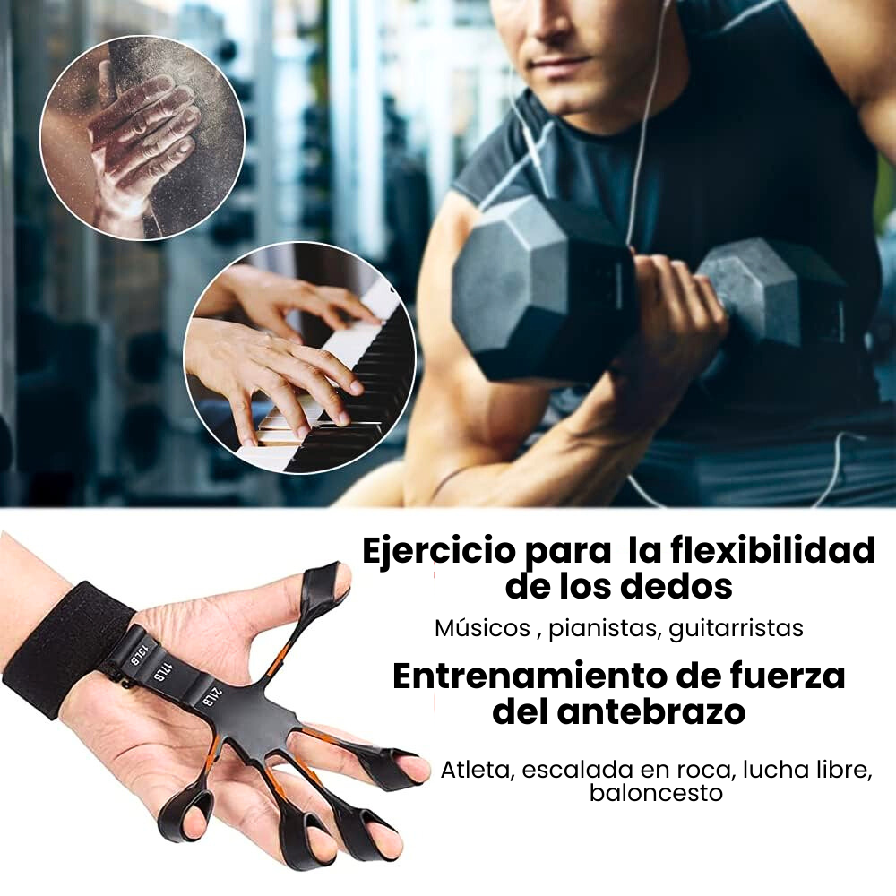 Ejercitador de mano regulable 9.5kg/21lb gripster fortalecedor de dedos silicona