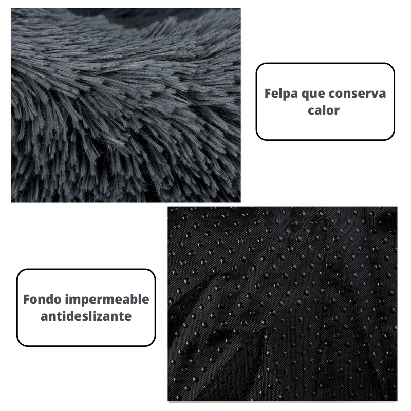 Cama peluche de perros 50cm afelpada base antideslizante portátil