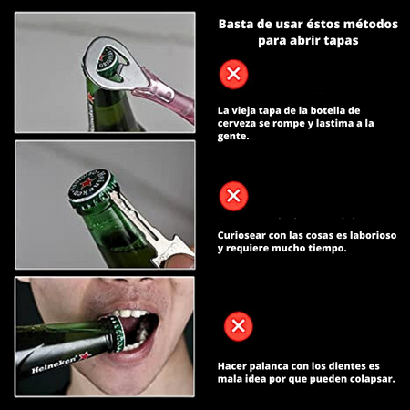 Destapador Botellas Magnético no dañará ni doblará las tapas