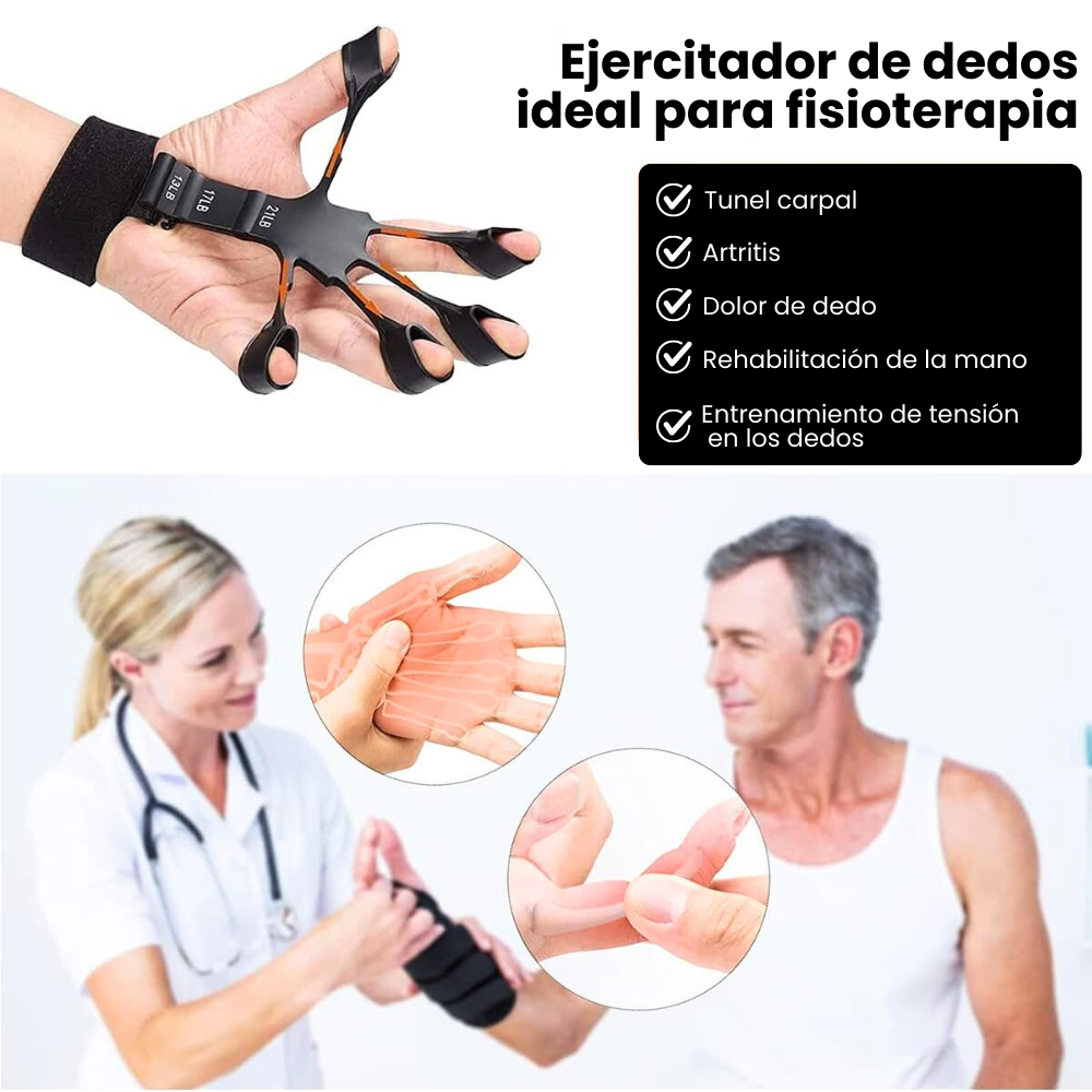 Ejercitador de mano regulable 9.5kg/21lb gripster fortalecedor de dedos silicona