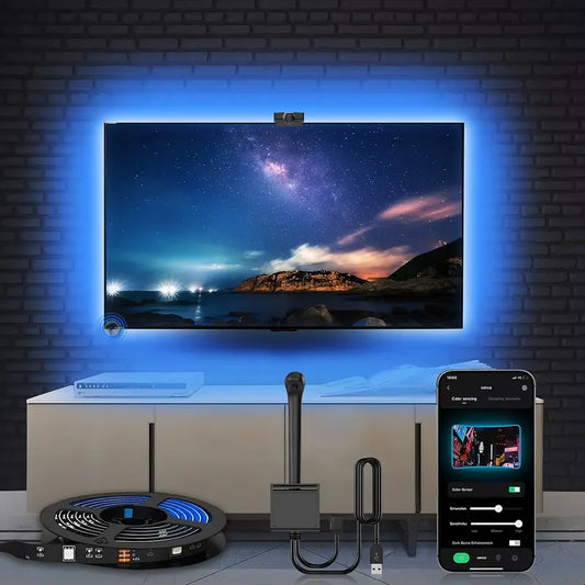 Cinta Led RGB 4m Inmersion para Tv 55-65 con Camara y Control App,BT