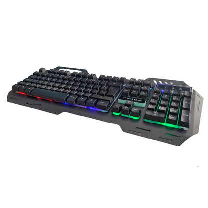 Teclado Gaming metálico con iluminación RGB con conexión USB