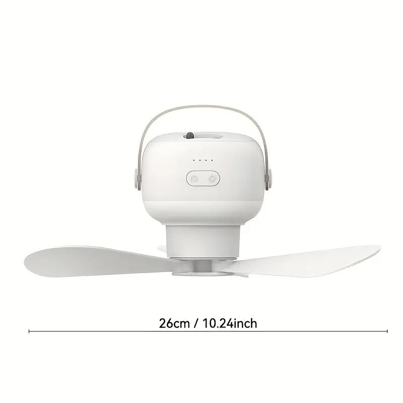 Ventilador Portátil Recargable Con Lámpara + Trípode y Control Remoto