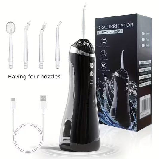 Irrigador Bucal Portátil A16 Ultra Potente 200ml y 4 Boquillas Profesionales
