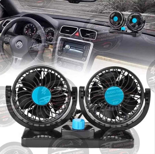 Ventilador Doble Para Auto Con Conexión 12v Rotacion 360º