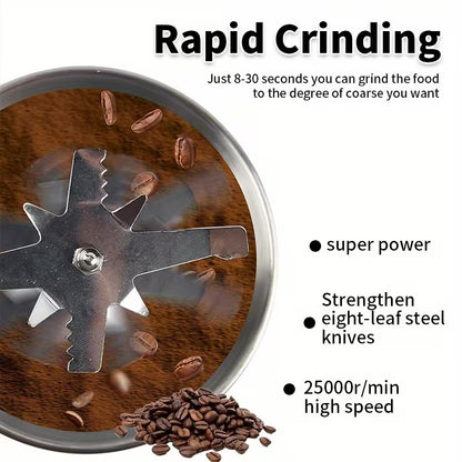 Molino Eléctrico Triturador de Café, Granos y Especias en Acero Inoxidable