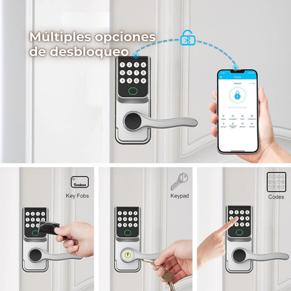 Cerradura inteligente para puerta, con huella dactilar, código, tarjeta y app