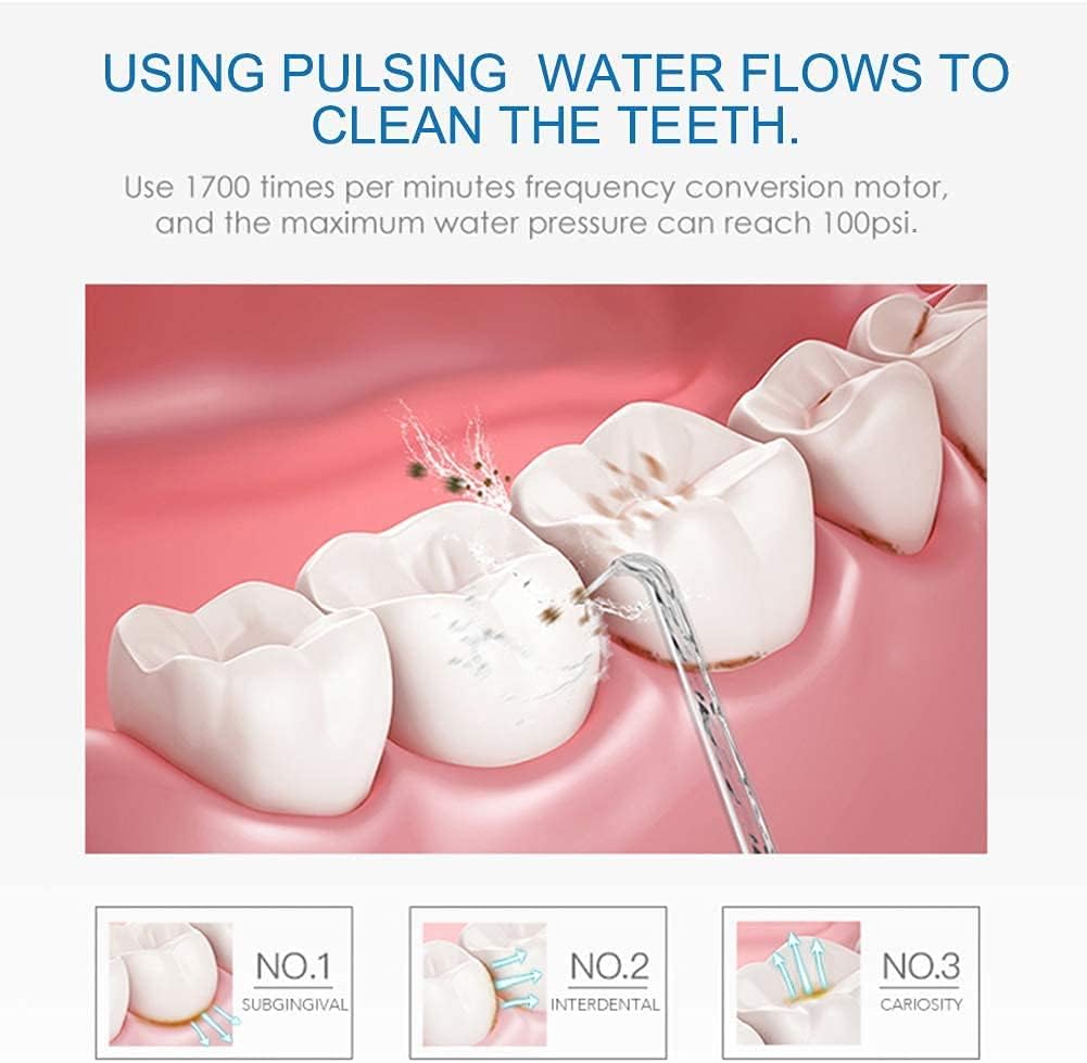 Irrigador oral de hilo dental de agua TUREWELL, 10 presiones y 8 puntas