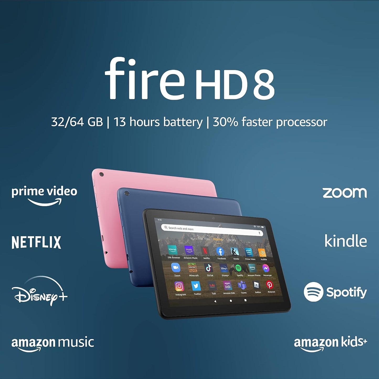 Amazon Tablet Fire HD 8 Pulgadas, Procesador 30% más rápido, 32GB