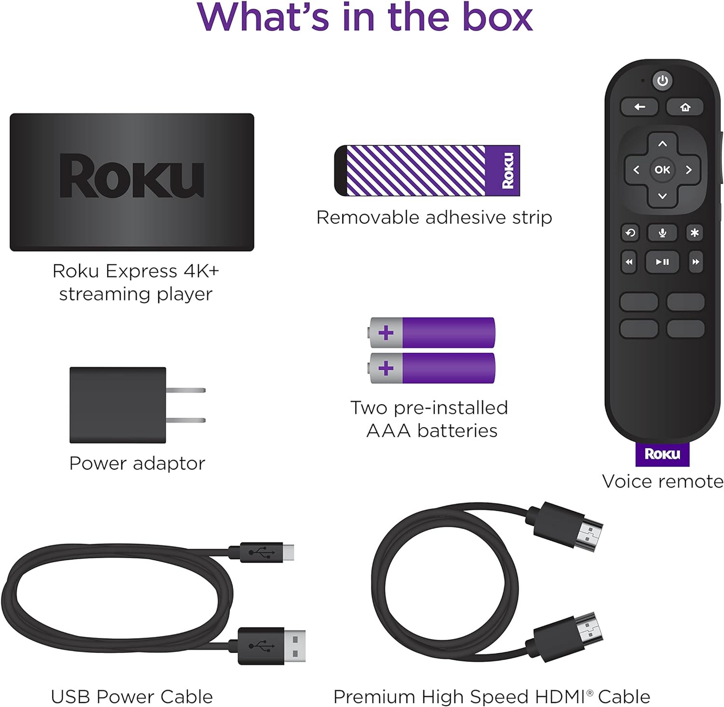 Roku Express 4K Plus 4K/HDR, control remoto por voz y TV en vivo