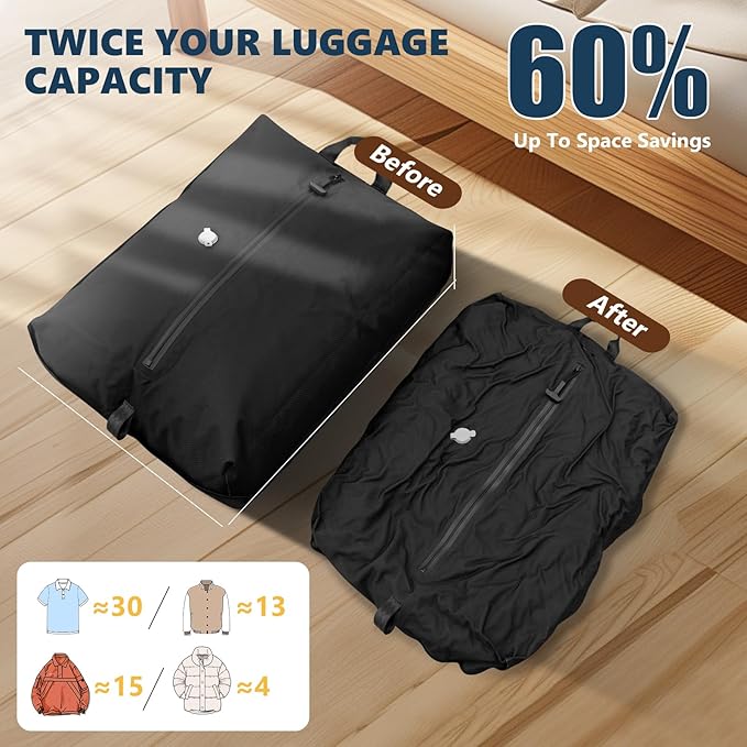 Bolsa Plastica Compresion Al Vacio Para Viajes No Necesita Bomba 38x28CM