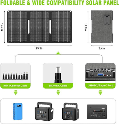 Estación de energía portátil 24000mAh con panel solar 30W + adaptadores