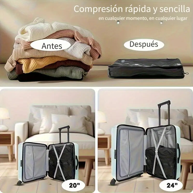 Bolsa Plastica Compresion Al Vacio Para Viajes No Necesita Bomba 38x28CM