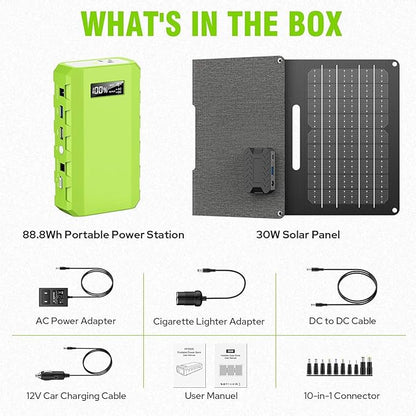 Estación de energía portátil 24000mAh con panel solar 30W + adaptadores